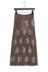 SWAYING 2025 Fall/Winter Collection: Beaded Alpaca Wool Sweater/Skirt Set SW-SW-SW25AW3B05C2S2-HZ (Floral, Gray-Brown) Skirt (SW25AW1T07C1S4)
